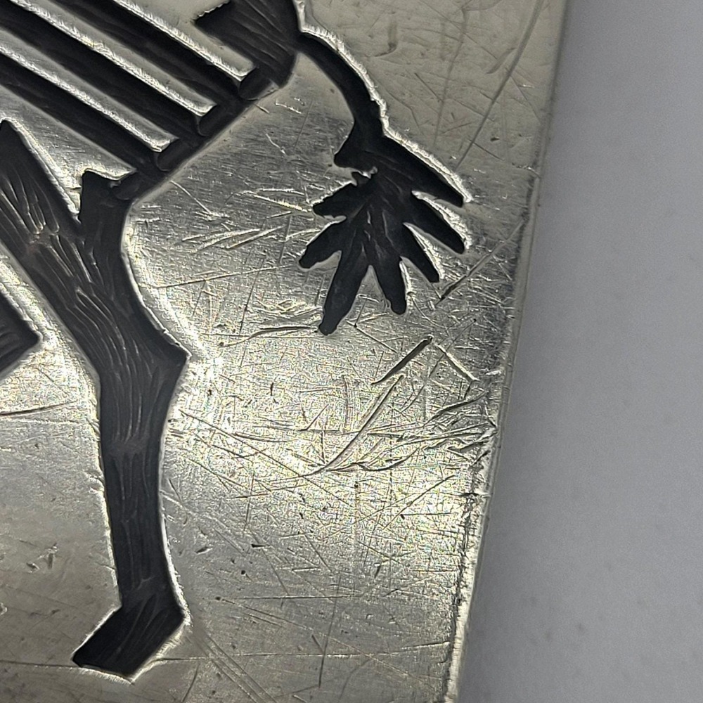 Navajo Artist Montano Gibbson "GIBB" Sterling Silver Etched Buffalo Belt Buckle - Picture 8 of 16